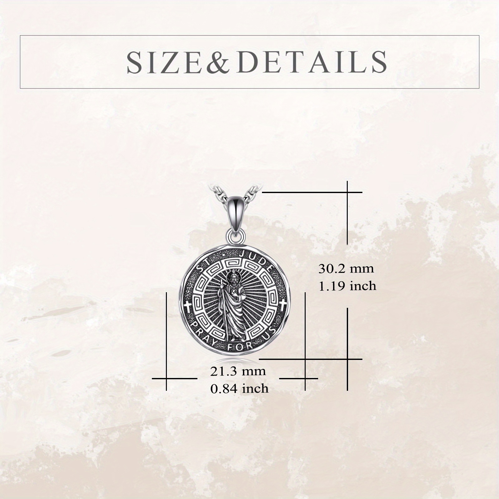 Sterling Silver Saint Jude Religious Protector Pendant Necklace
